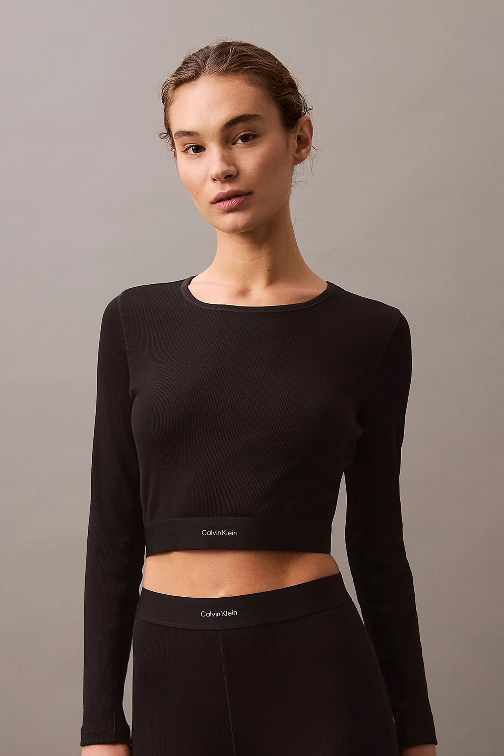 Calvin Klein γυναικείο crop top σε ριπ ύφανση Modern Rib-QS7217E-UB1