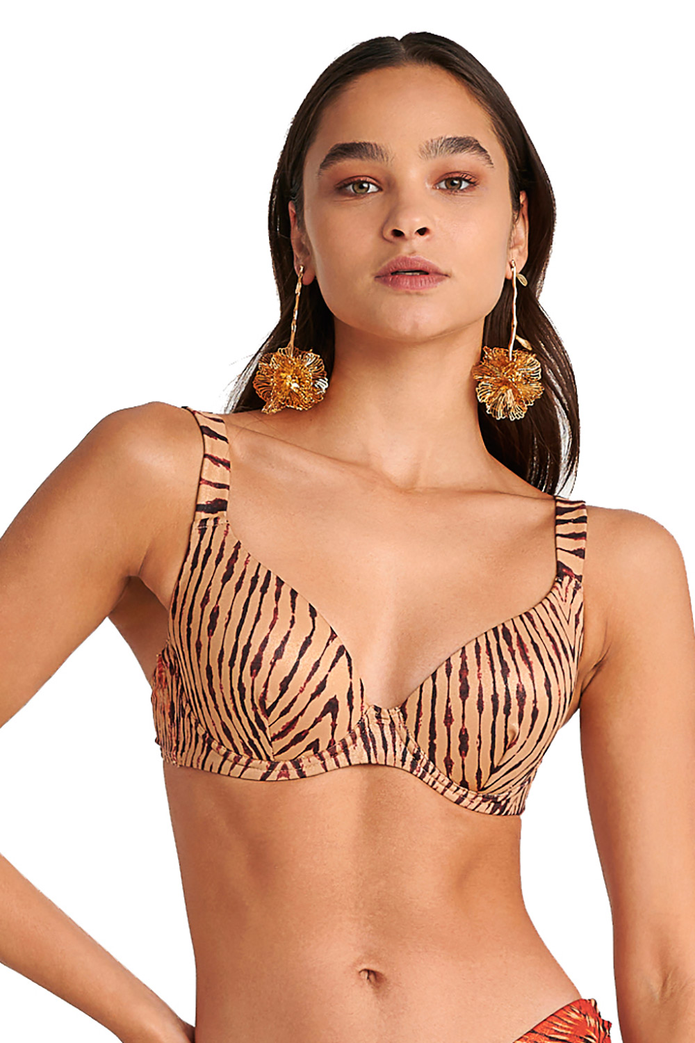 Blu4u γυναικείο μαγιό bikini top με μπανέλα από lurex ύφασμα ''Red Fan'' (Cup C)-25366213C-20