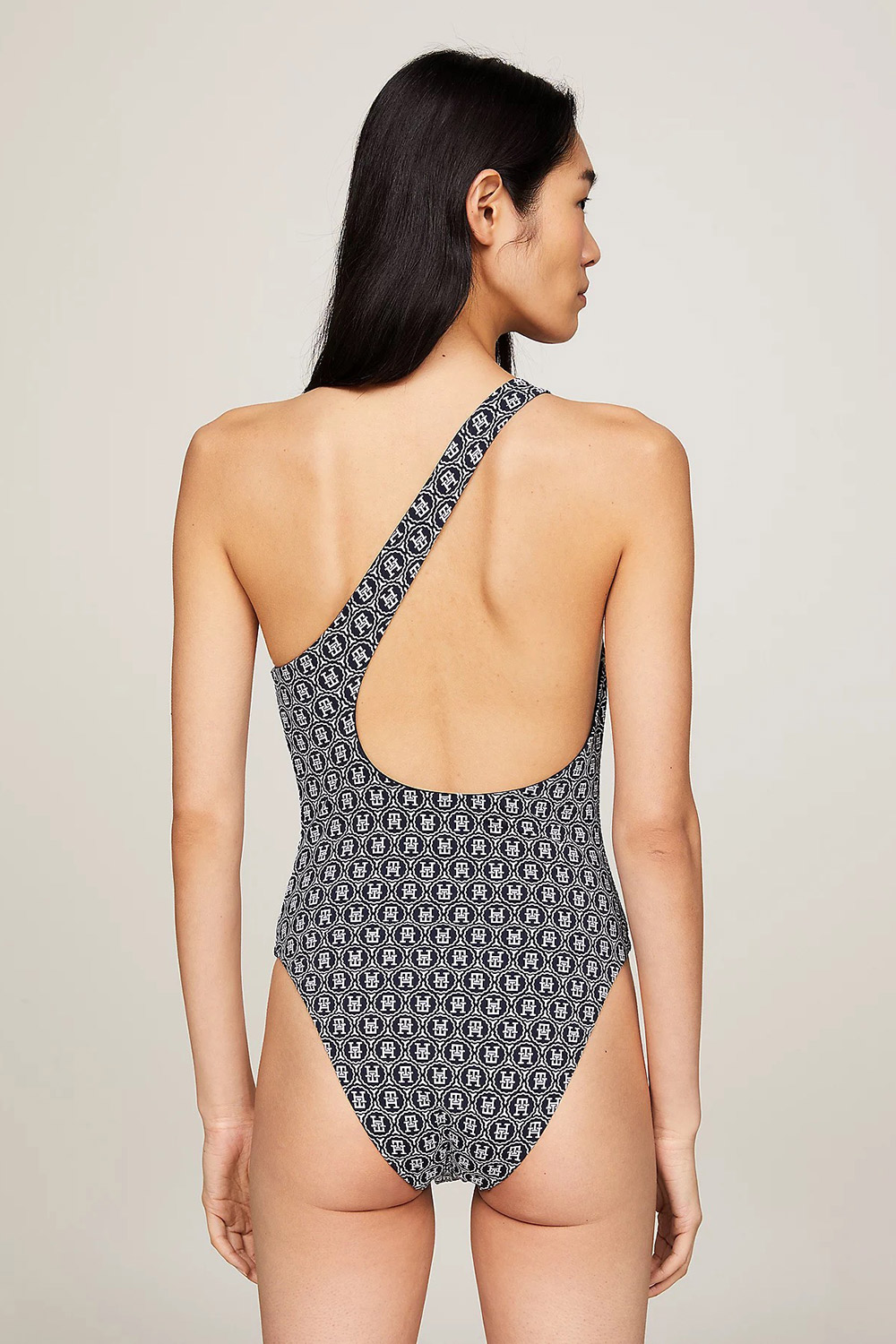 Tommy Hilfiger γυναικείο ολόσωμο μαγιό double-face με έναν ώμο TH Monogram Reversible One Shoulder-UW0UW05312-0G4