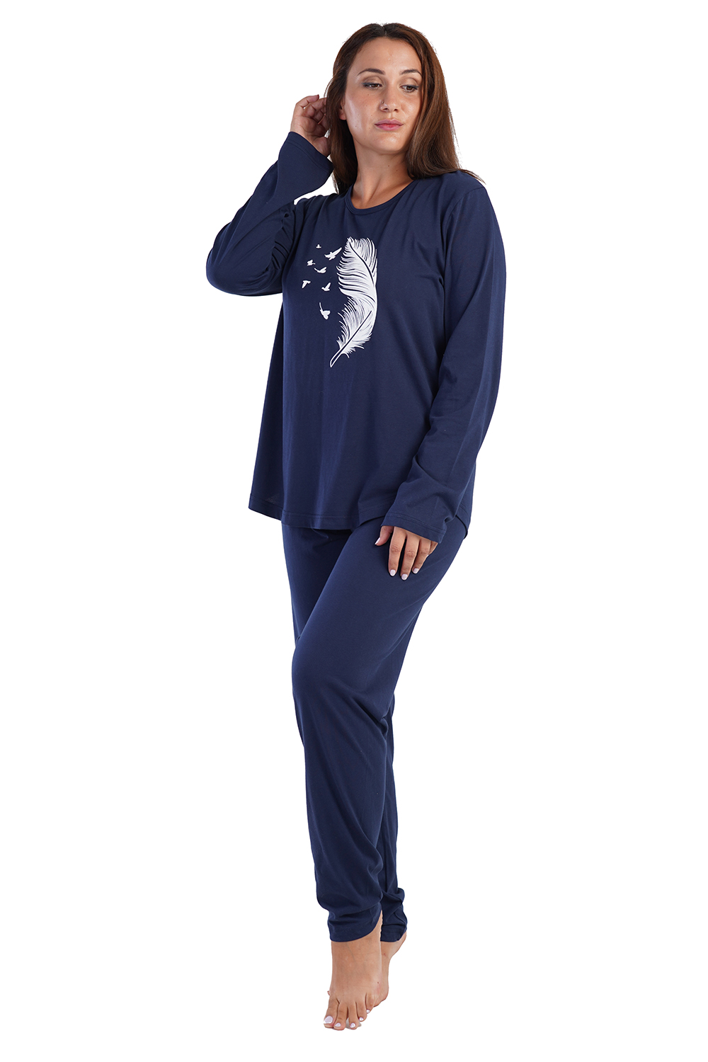 Vienetta Γυναικεία χειμερινή βαμβακερή πυτζάμα Plus Size (5XL-7XL)-307010