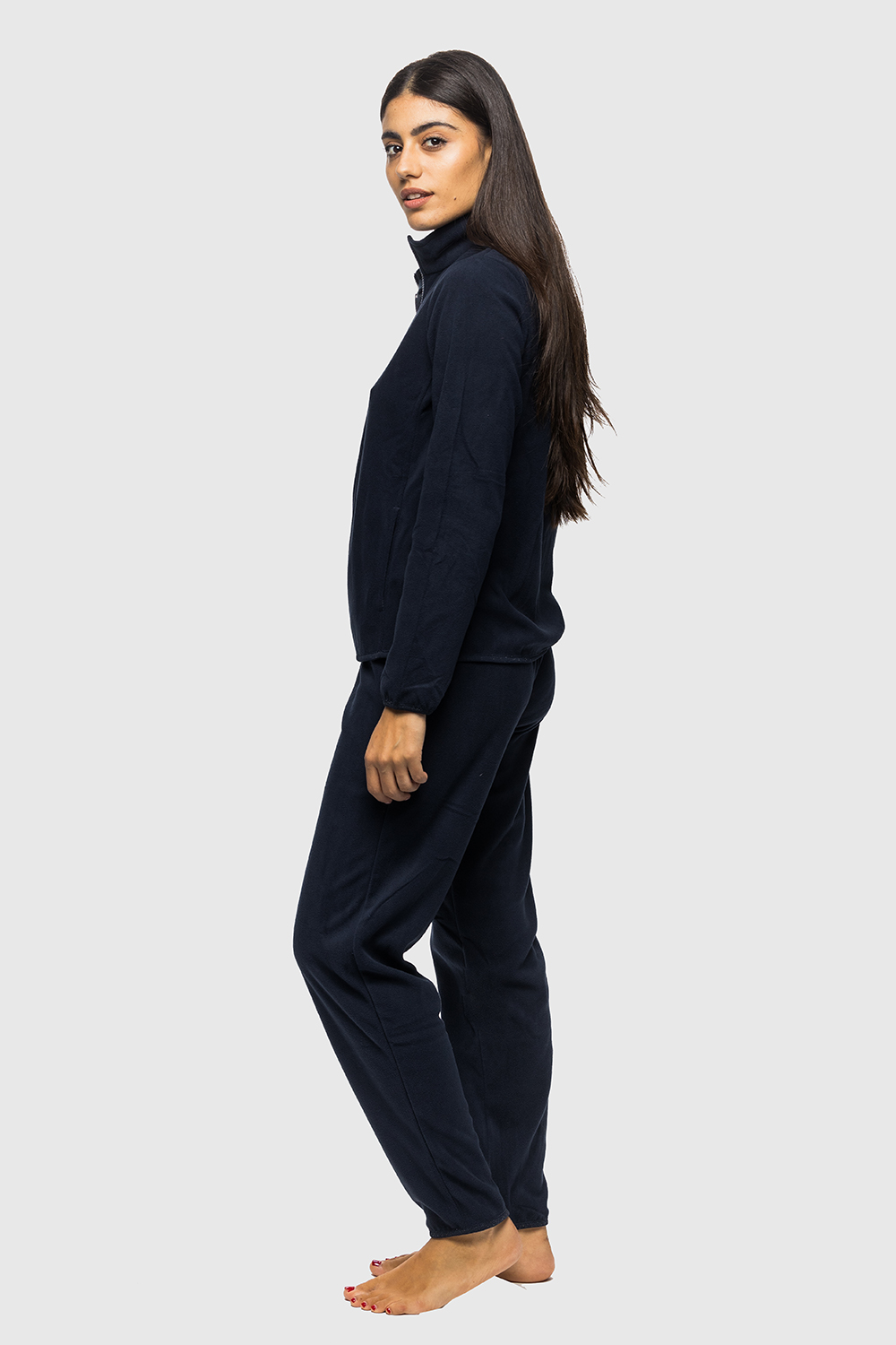 Noidinotte Γυναικεία χειμερινή fleece homewear φόρμα πολυτελείας με φερμουάρ-FA8920a