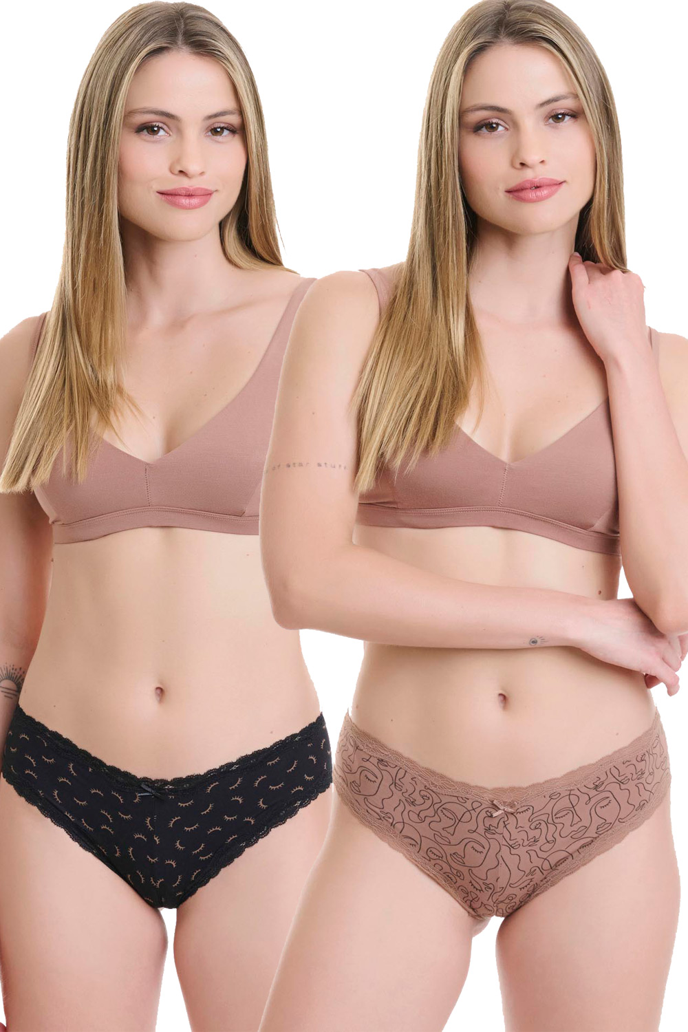 Walk γυναικεία εσώρουχα Lace Brazilian από ύφασμα bamboo (Συσκ. 2 τεμαχίων)-W2014-76