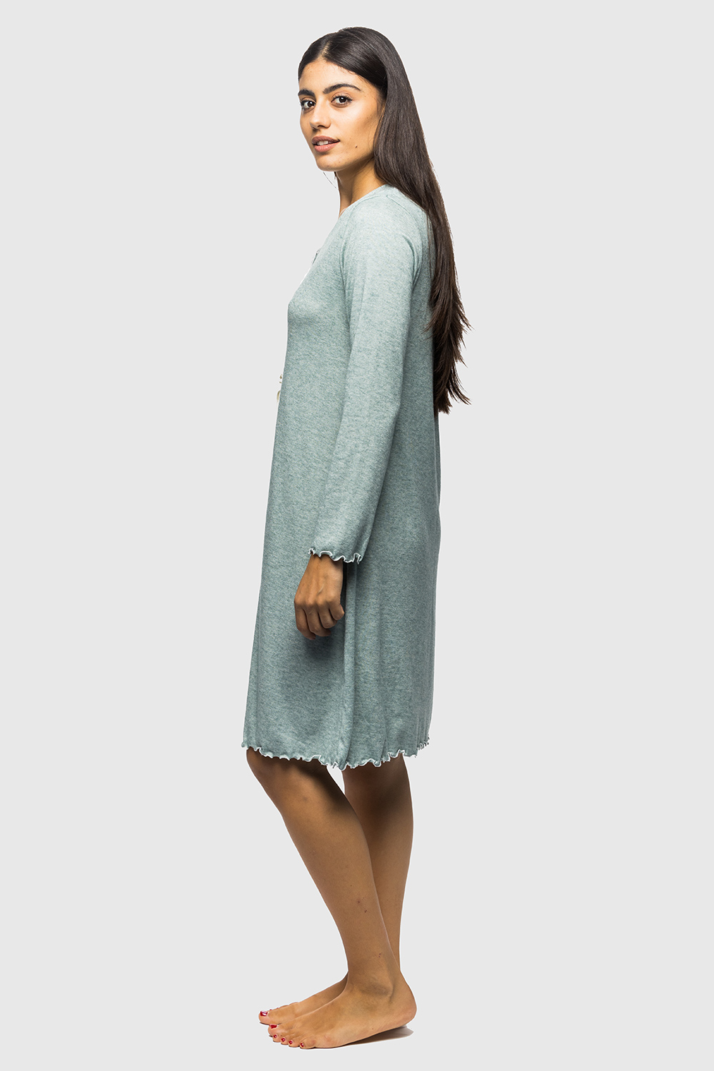 Koyote Γυναικείο χειμερινό νυχτικό Cashmere με πατιλέτα-Plus Size (3XL-4XL)-ΚΓ5448-Αc
