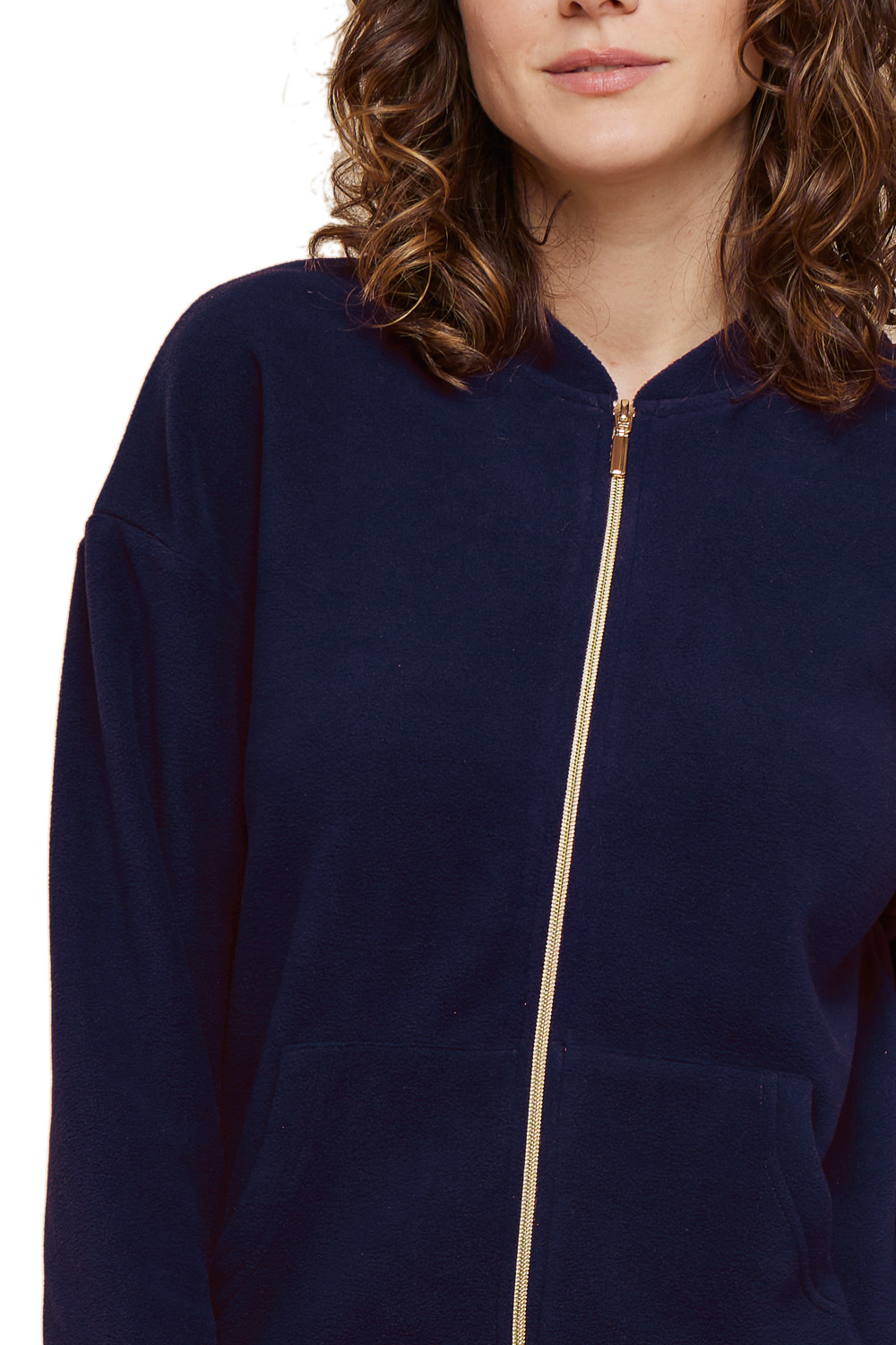 Noidinotte γυναικείο χειμερινό fleece homewear set με φερμουάρ (Plus Size)-FA8507