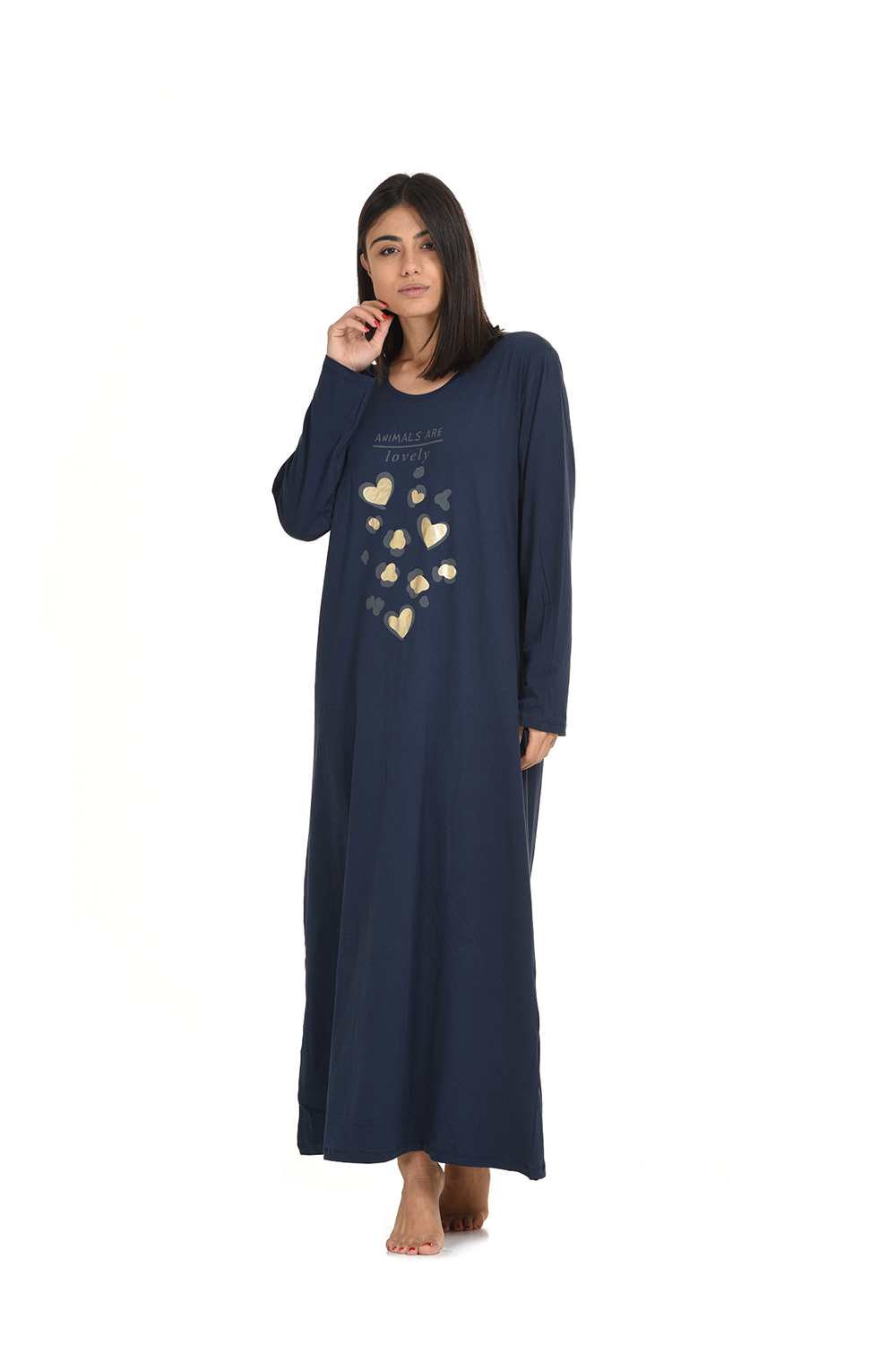 Vienetta γυναικείο καφτάνι ''Animals are lovely'' (Plus Size μεγέθη 1XL-4XL)-008149