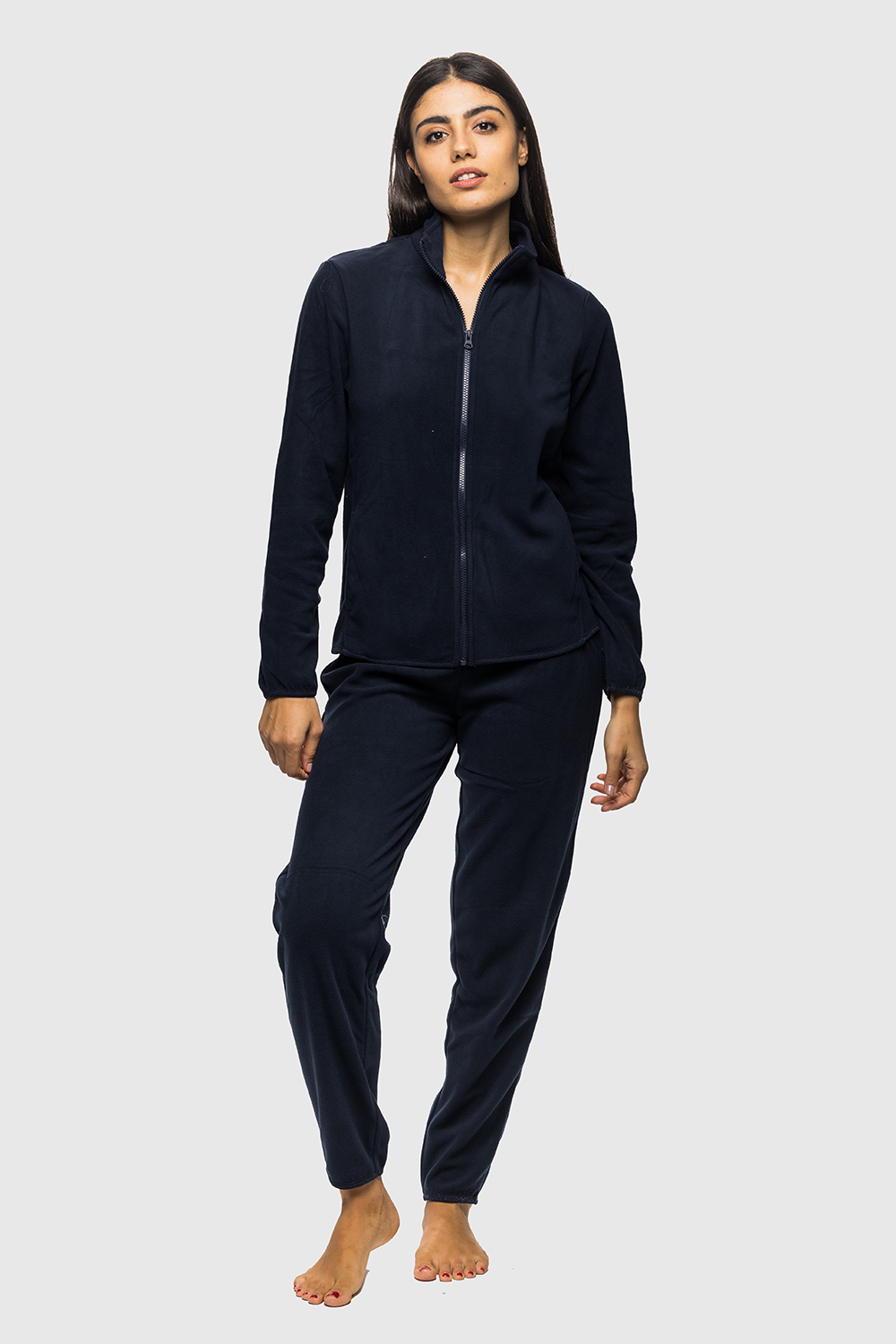 Noidinotte Γυναικεία χειμερινή fleece homewear φόρμα πολυτελείας με φερμουάρ-FA8920a