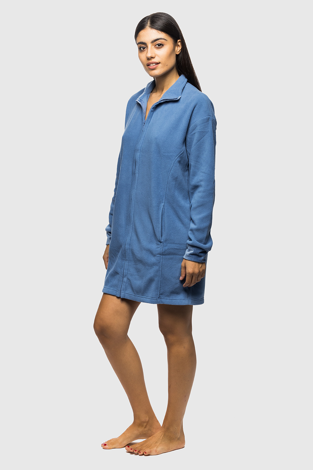 Noidinotte Γυναικεία χειμερινή fleece ρόμπα με φερμουάρ-GE2818