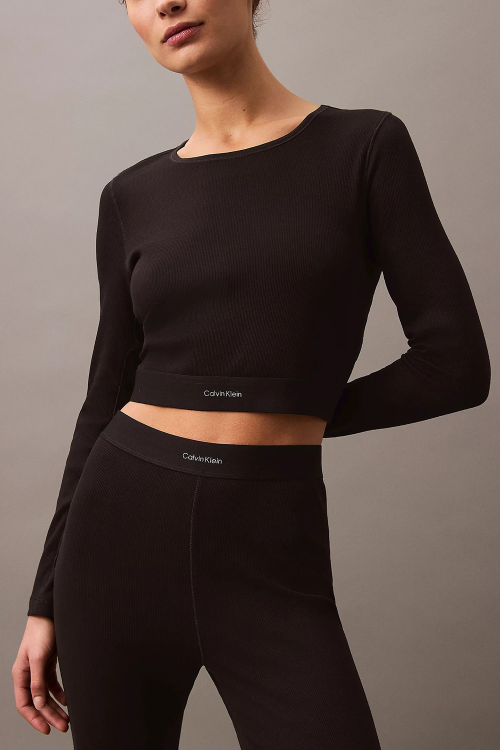 Calvin Klein γυναικείο crop top σε ριπ ύφανση Modern Rib-QS7217E-UB1