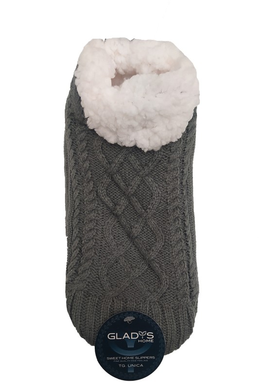 Glady's Ανδρικές χειμερινές αντιολισθητικές καλτσοπαντόφλες πλεκτές με εσωτερική γούνα-SU1637c