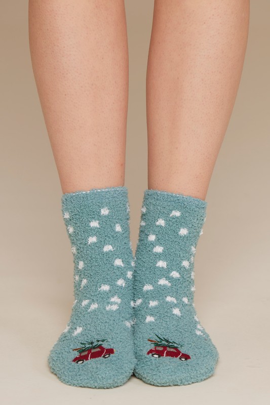 Noidìnotte Γυναικείες μαλακές αντιολισθητικές κάλτσες "Christmas Car"-TR1013c