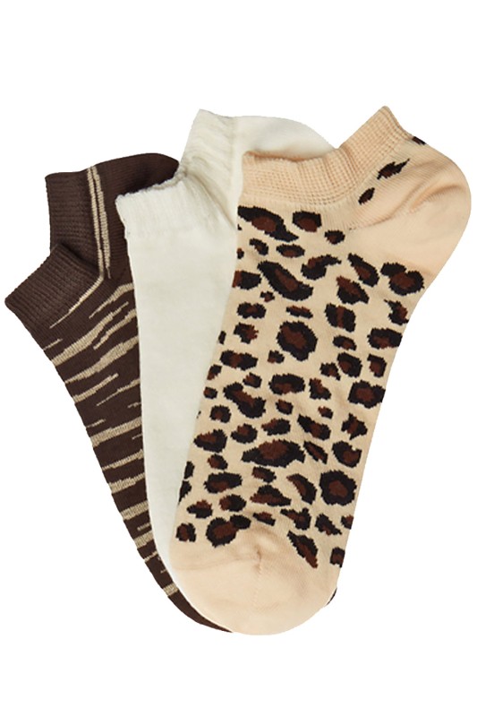 Mewe Γυναικείες κάλτσες κοφτές Animal Print (3 ζευγάρια)-1-0821d