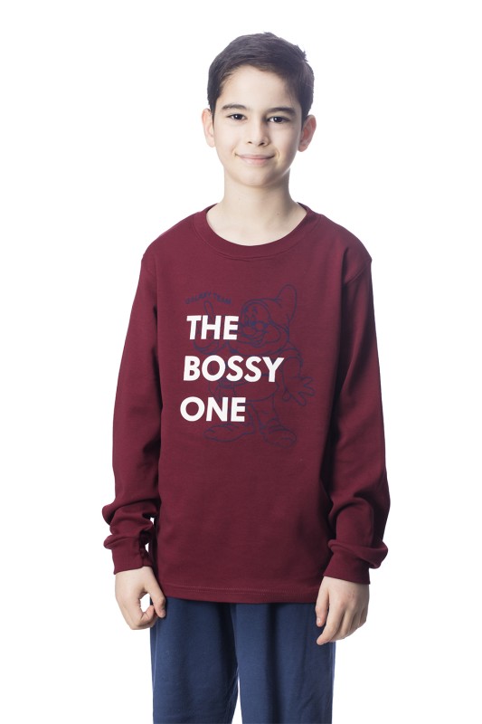 Galaxy Εφηβική χειμερινή βαμβακερή πυτζάμα "The Bossy One" για αγόρια (8-16ετών)-134b-22