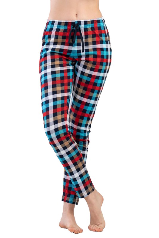 Vienetta Γυναικείο βαμβακερό παντελόνι καρό Plus Size (1XL-4XL)-112029