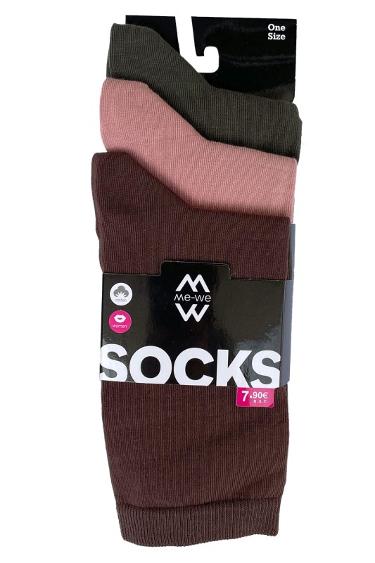 Mewe χειμερινές γυναικείες κάλτσες μονόχρωμες (Συσκ. 3 ζεύγη)-1-2509e