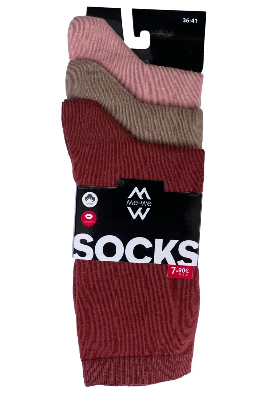 Mewe χειμερινές γυναικείες κάλτσες μονόχρωμες (Συσκ. 3 ζεύγη)-1-2509c