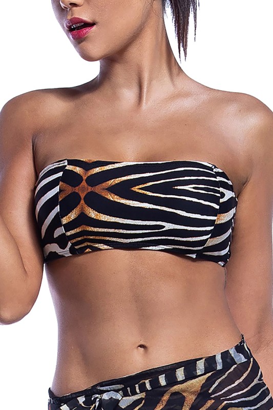 Bluepoint bikini strapless top με λεπτή αποσπώμενη τιράντα ''Zebra''- 2106601