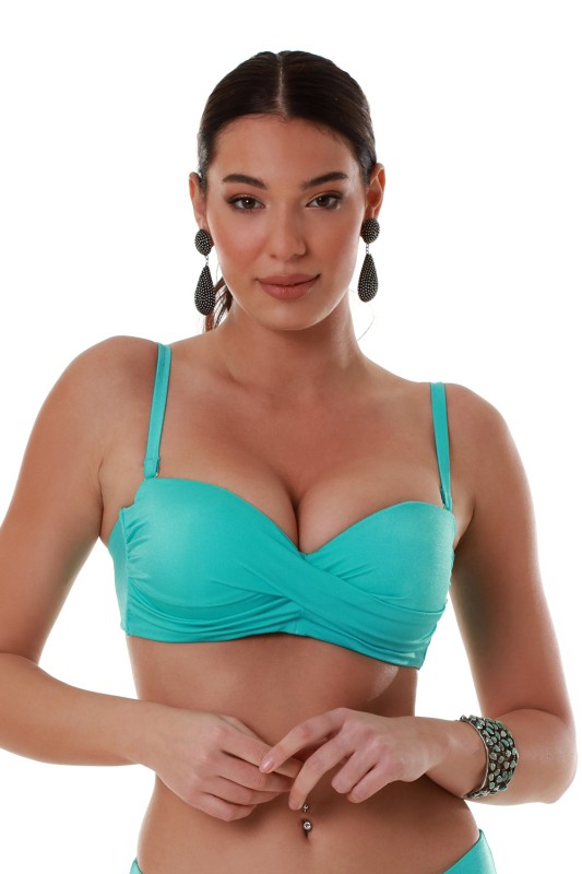 Bluepoint γυναικείο μαγιό bikini top strapless από γυαλιστερό ύφασμα με μεταλλικό κούμπωμα ''Fashion Solids'' (D Cup) -24066193D-09