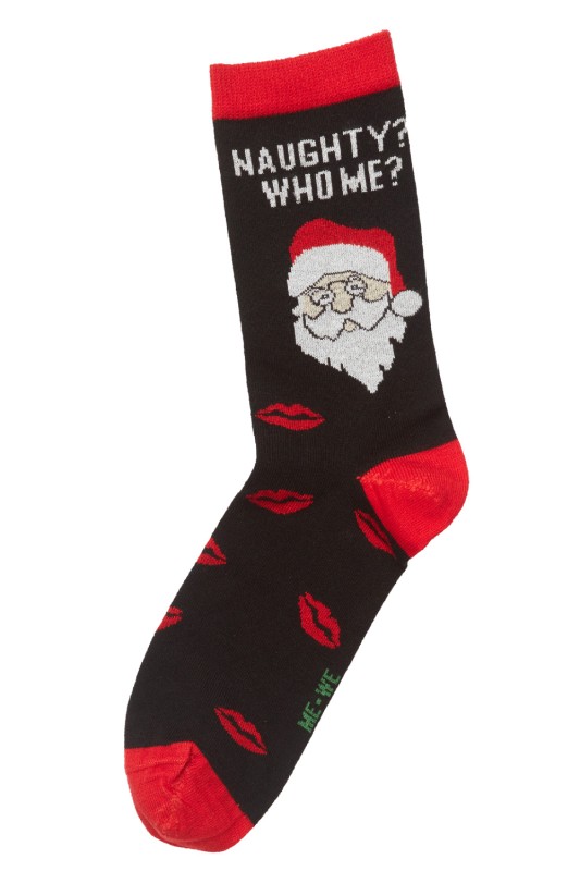 Mewe Ho Ho Ho Γυναικείες χριστουγεννιάτικες κάλτσες "Santa Naughty? Who Me?"-1-0615-1