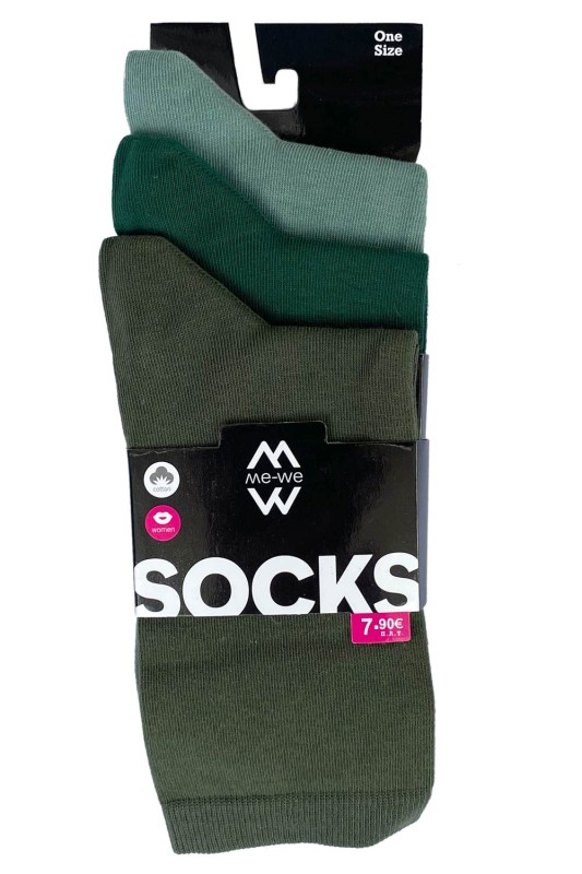 Mewe χειμερινές γυναικείες κάλτσες μονόχρωμες (Συσκ. 3 ζεύγη)-1-2509b