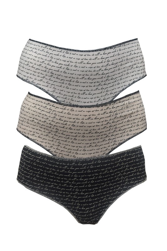 Cotonella Γυναικεία εσώρουχα Midi Slip "Letters" τριπλέτα (3 τμχ) - 3488-I303-4E100