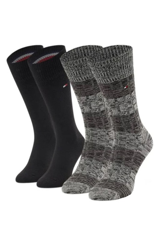 Tommy Hilfiger ανδρικές κάλτσες TH Men slub mouline rugby Boot Socks (Συσκευασία με 2 ζεύγη)-701220236-004