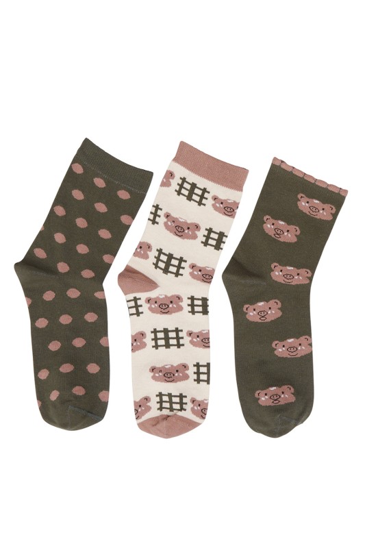 Mewe χειμερινές γυναικείες κάλτσες με σχέδια (Συσκ. 3 ζεύγη)-1-0702a