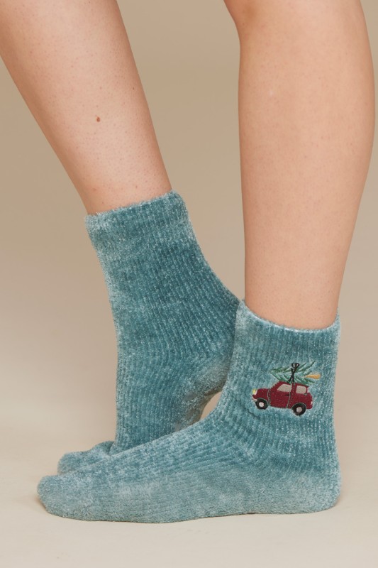 Noidìnotte γυναικείες αντιολισθητικές βελουτέ κάλτσες 'Car'-TR1011b
