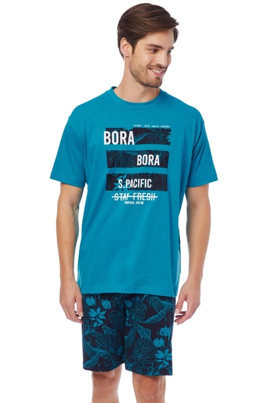Minerva ανδρική καλοκαιρινή κοντομάνικη πυτζάμα με σορτς ''Bora Bora''-70982-779