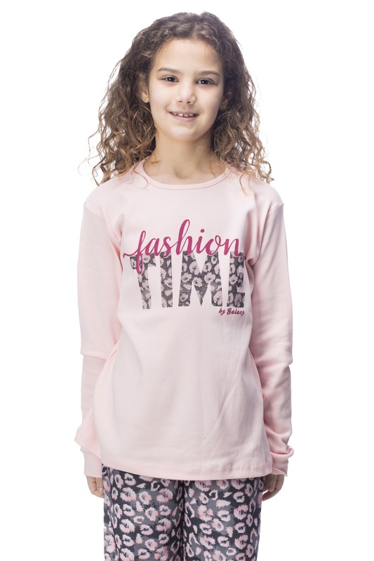 Galaxy Εφηβική χειμερινή βαμβακερή πυτζάμα "Fashion Time" για κορίτσια (8-16ετών)-130-22b