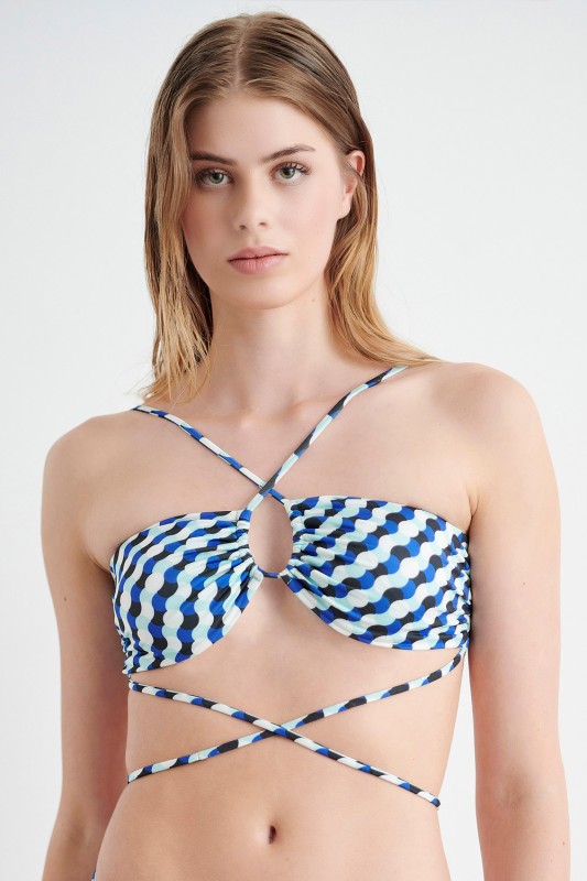 Blu4u γυναικείο μαγιό bikini top στράπλες με επένδυση χωρίς μπανέλα 'Deco Dots'-23366056-04