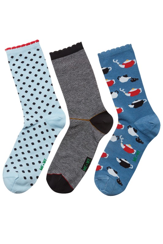 Mewe Γυναικείες κάλτσες One Size με σχέδια (3 τμχ.)-1-0700e