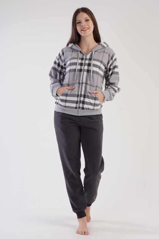 Vienetta Γυναικείο χειμερινό fleece Homewear με κουκούλα-303032