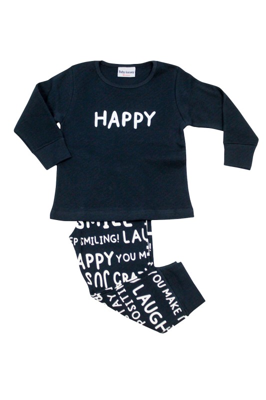 Galaxy Παιδική βαμβακερή πυτζάμα για αγόρια "Happy" (6Μ-24Μ)-03-21