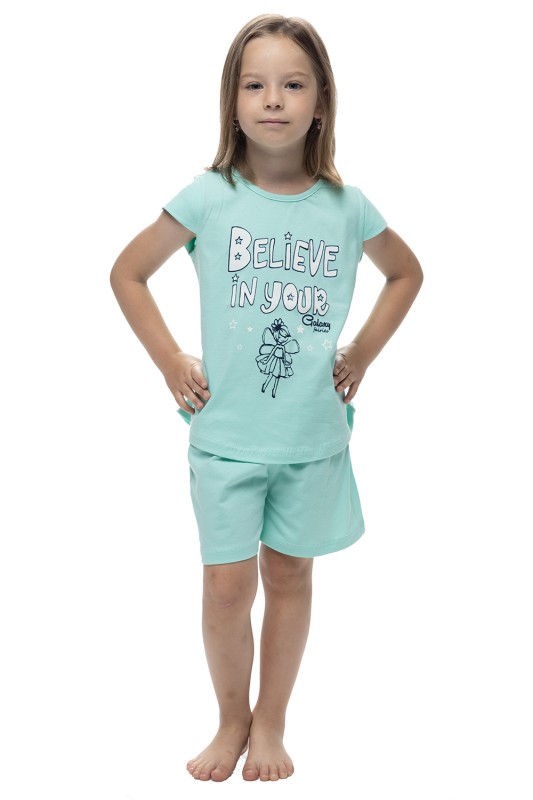 Galaxy Παιδική καλοκαιρινή βαμβακερή πυτζάμα για κορίτσι "Believe" (4-7ετών)-308b-24