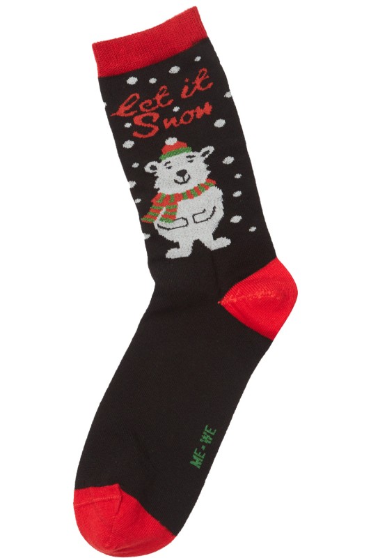 Mewe Ho Ho Ho Γυναικείες χριστουγεννιάτικες κάλτσες "Let It Snow"-1-0615-1f