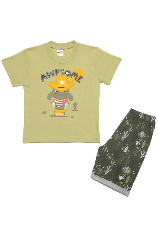 Minerva Παιδική καλοκαιρινή πυτζάμα για αγόρια "Awesome" με σορτσάκι (1-4 ετών)-61943-311