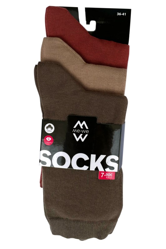 Mewe χειμερινές γυναικείες κάλτσες μονόχρωμες (Συσκ. 3 ζεύγη)-1-2509a