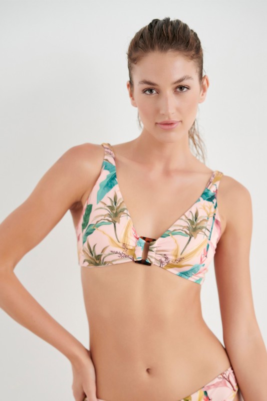 Blu4u γυναικείο μαγιό bikini top με ελαφριά ενίσχυση χωρίς μπανέλα (D cup) 'Banana Leaves'-23366030D-10