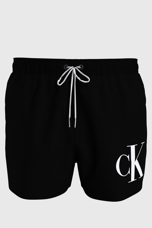 Calvin Klein ανδρικό μαγιό μονόχρωμο με CK logo Short Drawstring CK Monogram-KM0KM01015-BEH
