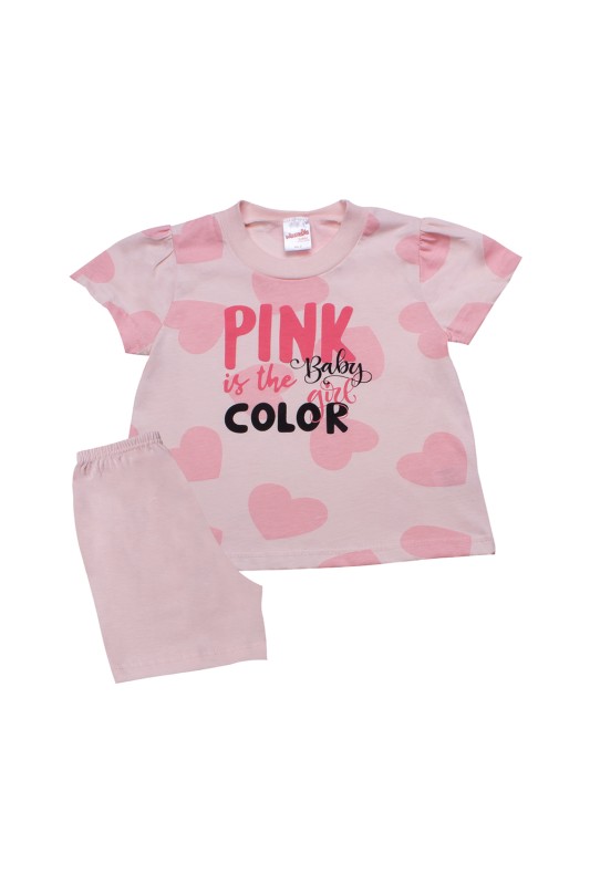 Minerva Παιδική καλοκαιρινή βαμβακερή πυτζάμα για κορίτσι "Pink Cutie" (1-4ετών)-61782
