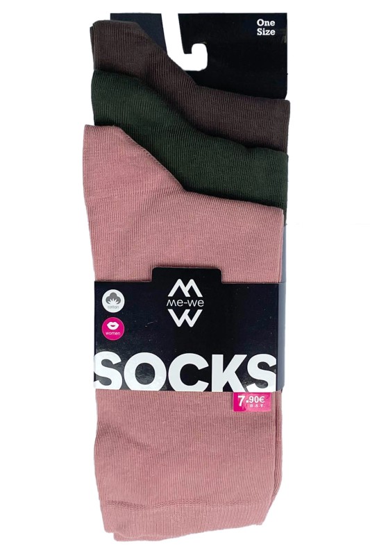 Mewe χειμερινές γυναικείες κάλτσες μονόχρωμες (Συσκ. 3 ζεύγη)-1-2509f