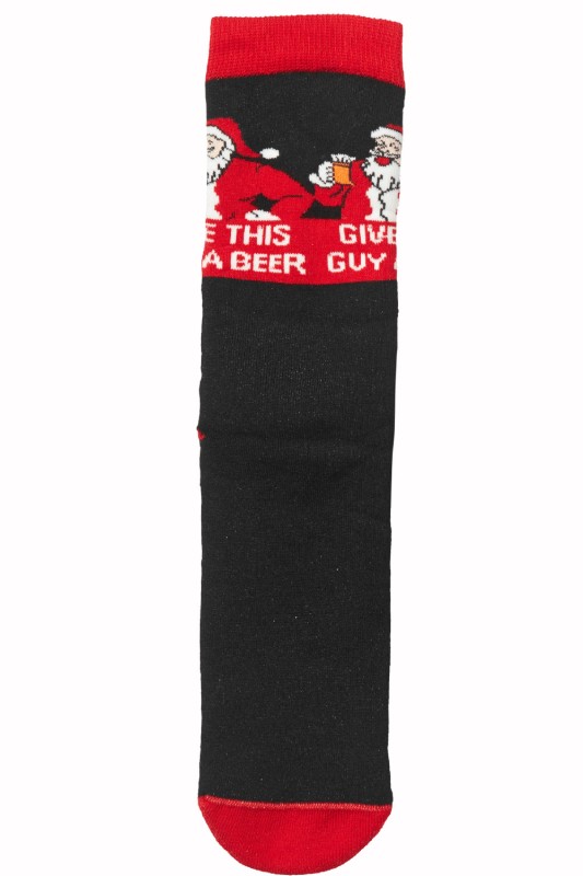 Mewe Ho Ho Ho Ανδρικές χριστουγεννιάτικες αντιολισθητικές κάλτσες "Give This Guy a Beer"-2-0615b