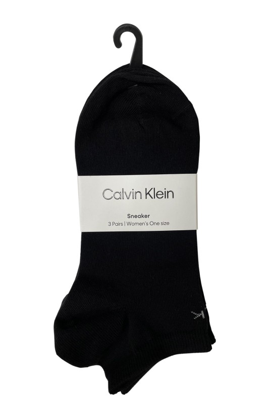 Calvin Klein γυναικείες κοντές κάλτσες CK women sneaker Logo Ankle Socks 3P patch (Συσκ. με 3 ζεύγη)-701218768-001