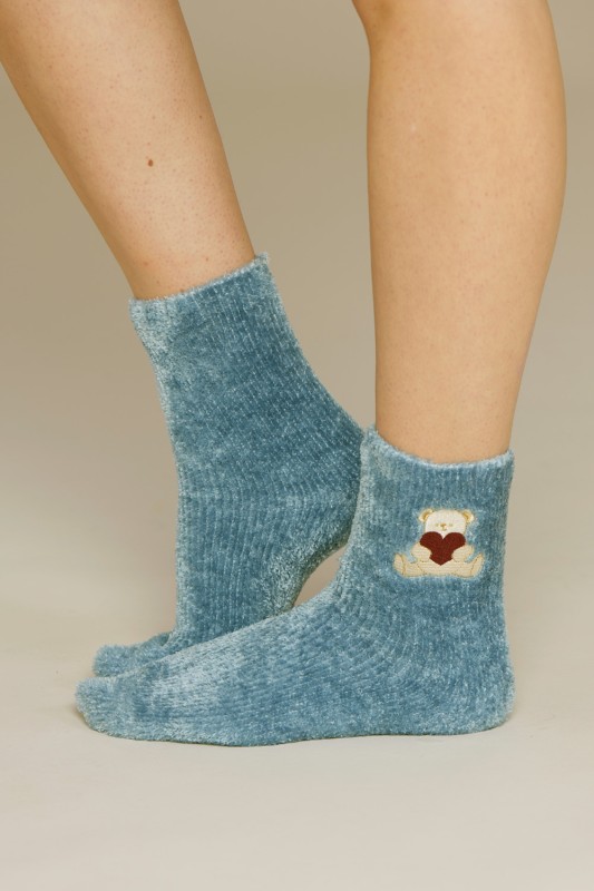 Noidìnotte γυναικείες αντιολισθητικές βελουτέ κάλτσες 'Tedy Bear'-TR1011c
