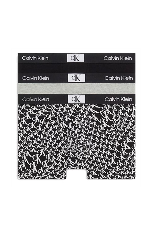 Calvin Klein ανδρικά μποξεράκια με εξωτερικό λάστιχο Mid Rise Trunks (Συσκ. 3 τμχ)-NB3528E-JGN