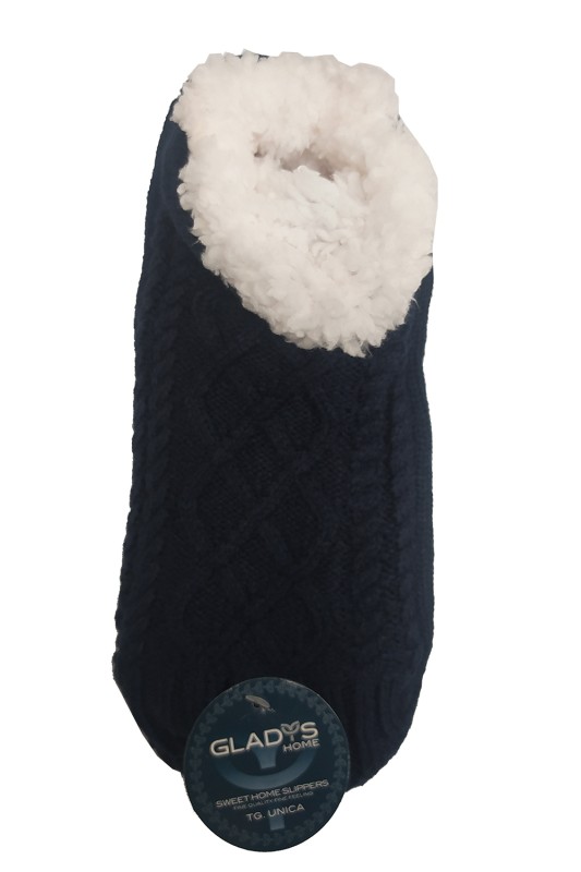 Glady's Ανδρικές χειμερινές αντιολισθητικές καλτσοπαντόφλες πλεκτές με εσωτερική γούνα-SU1637a