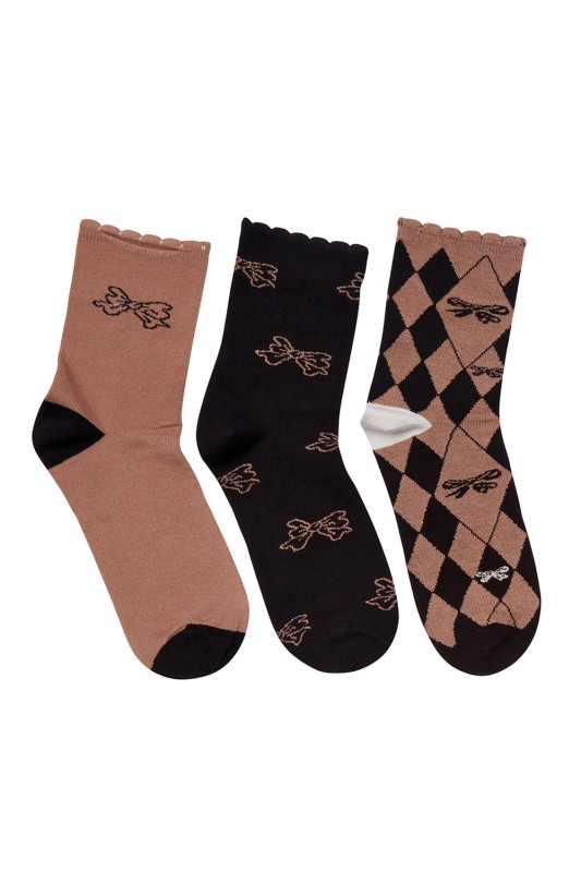 Mewe χειμερινές γυναικείες κάλτσες με σχέδια (Συσκ. 3 ζεύγη)-1-0702d