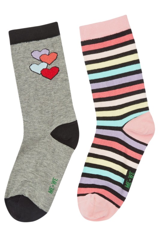 Mewe Παιδικές κάλτσες για κορίτσια "Stripes and Hearts" (2τμχ.)-3-0717