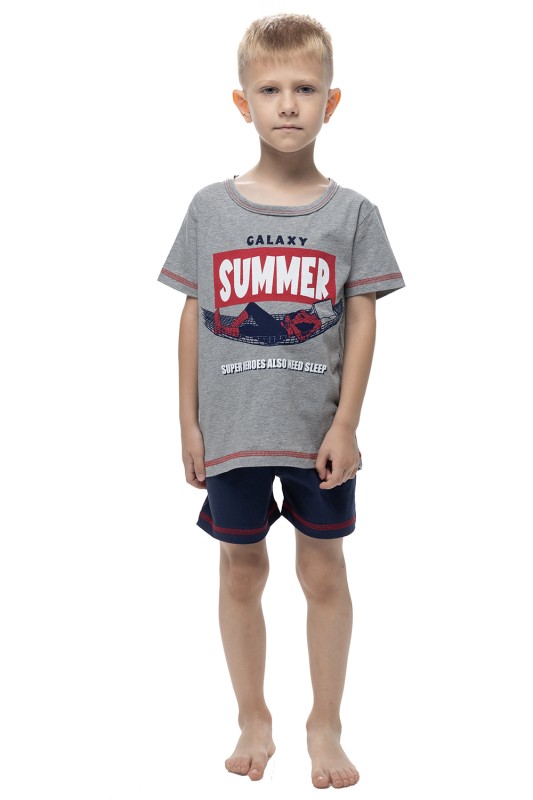 Galaxy Παιδική καλοκαιρινή βαμβακερή πυτζάμα "Summer" κοντομάνικη με σορτς για αγόρια (3-7ετών)-304-24