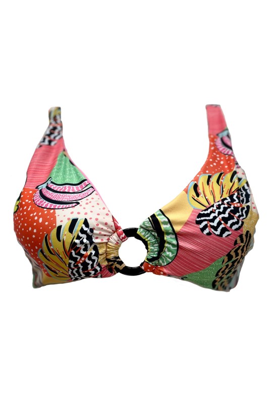 Blu4u γυναικείο μαγιό bikini top τρίγωνο δετό με τιράντες 'Pop Tropics' (D Cup)-23366104D-13